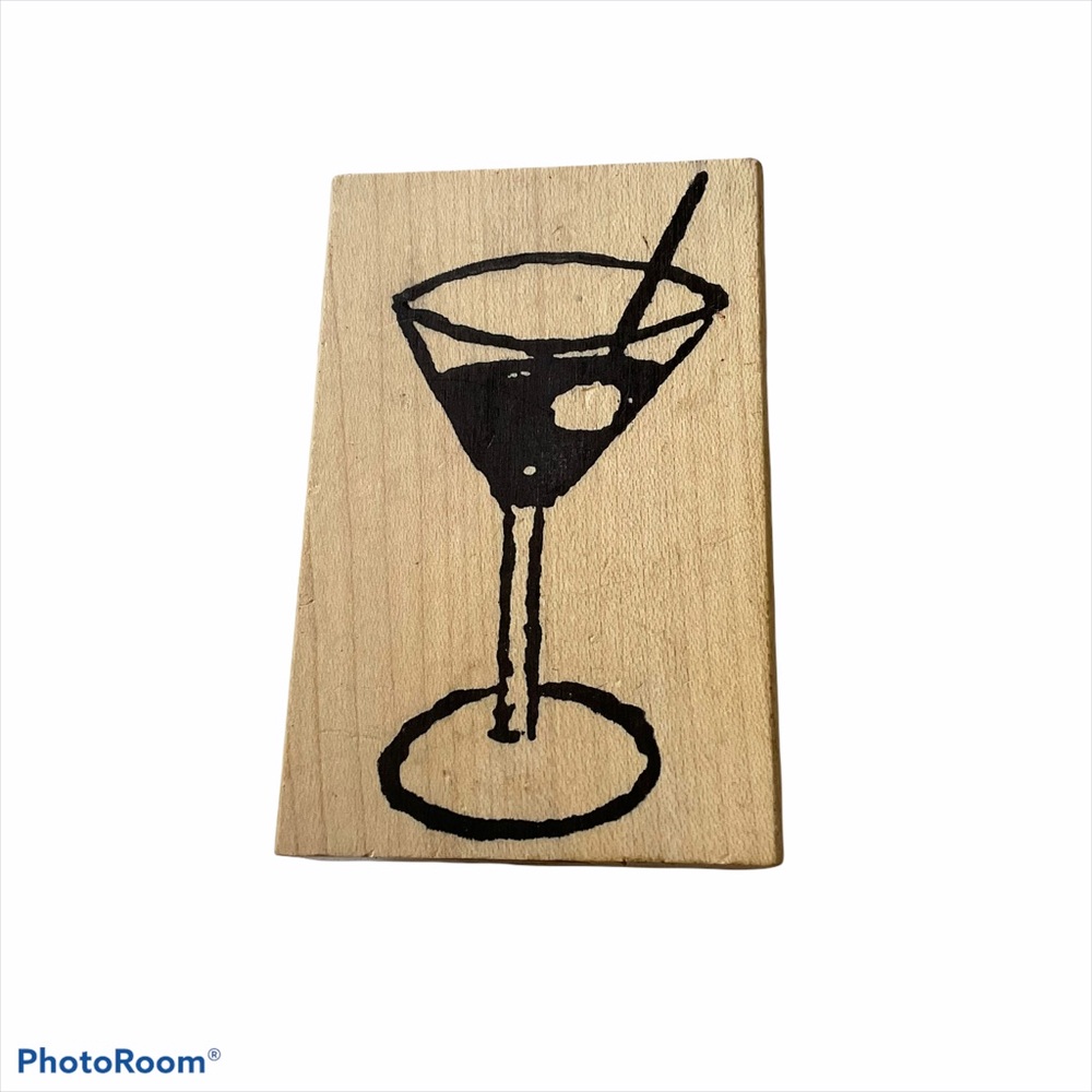 Martini Glass Rubber Stamp Paper Source MARTINI LARGE Wood Mounted